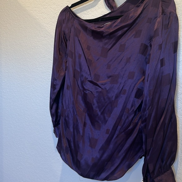 NEW Milly Tyla One Shoulder Diamond Jacquard Silk Blend Blouse - Picture 11 of 11